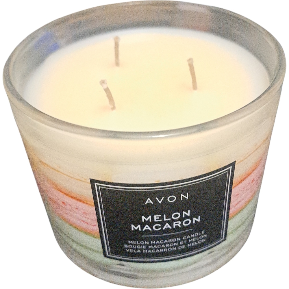 AVON Melon Macaron 3-Wick Candle – Sweet Fruity Dessert Scent – New
